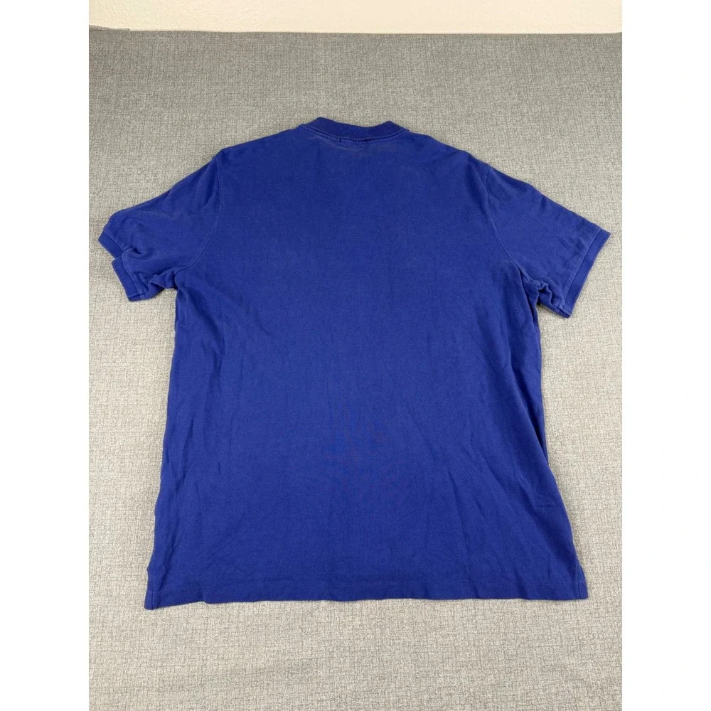 Polo Ralph Lauren Mens Classic Fit Blue Pique Polo Shirt Green Pony Large